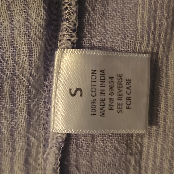 Tea Rose Purple Striped Pockets, Down Buttons Cropped Shirt Tie S - Picture 10 of 11